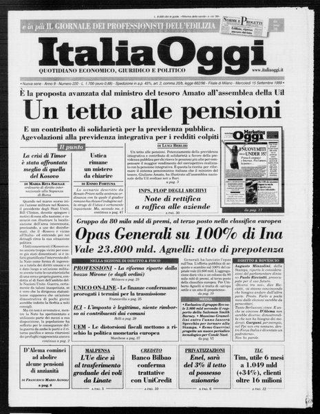 Italia oggi : quotidiano di economia finanza e politica